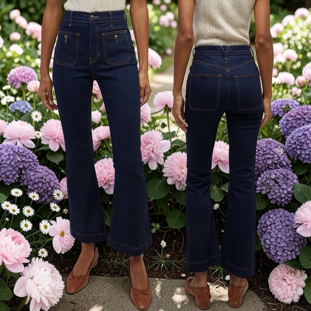 NEW Veronica‎ Beard Carson High Rise Ankle Flare Crop Color Oxford Capsule 31